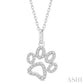 1/6 Ctw Open Dog Paw Petite Round Cut Diamond Fashion Pendant With Chain in 10K White Gold