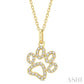 1/6 Ctw Open Dog Paw Petite Round Cut Diamond Fashion Pendant With Chain in 10K Yellow Gold