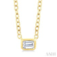 1/6 Ctw Petite East-West Bezel Set Emerald Cut Diamond Fashion Pendant With Chain in 10K Yellow Gold