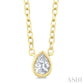 1/6 Ctw Petite Bezel Set Pear Cut Diamond Fashion Pendant With Chain in 10K Yellow Gold