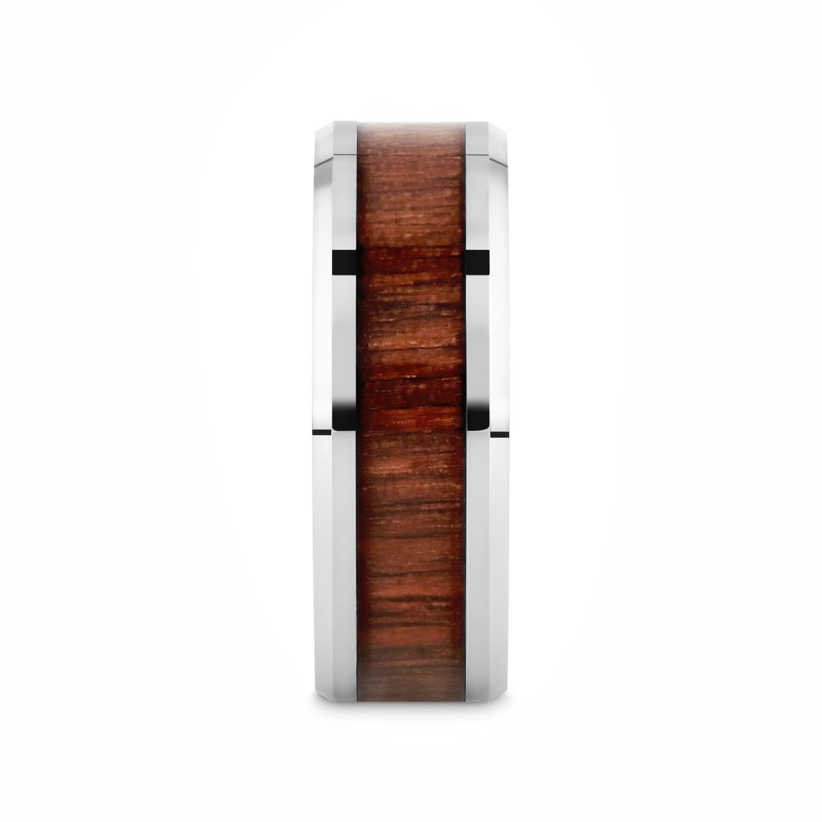 HALIFAX Tungsten Wedding Band with Bevels and Black Walnut Wood Inlay - 4mm - 12mm - 6mm