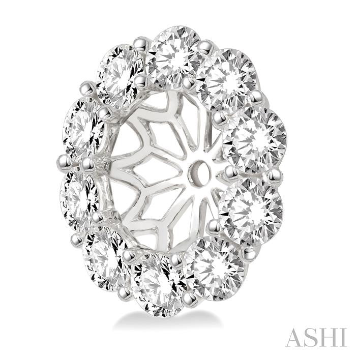 1 1/2 Ctw Round Cut Diamond Earrings Jacket in 14K White Gold