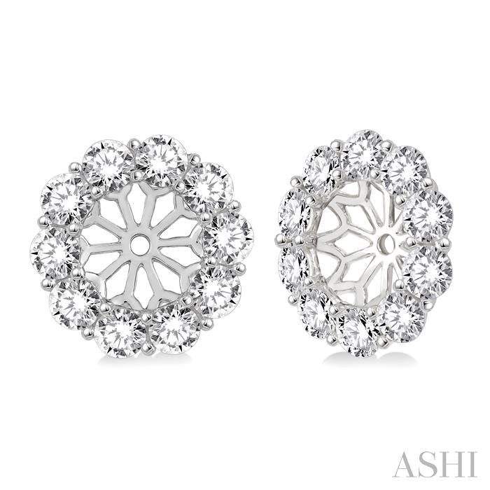 1 1/2 Ctw Round Cut Diamond Earrings Jacket in 14K White Gold