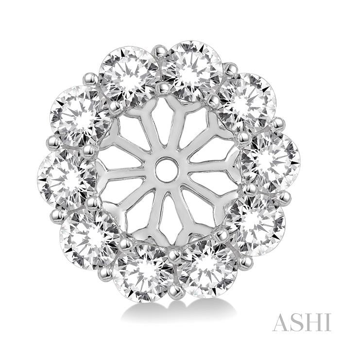 1 1/2 Ctw Round Cut Diamond Earrings Jacket in 14K White Gold
