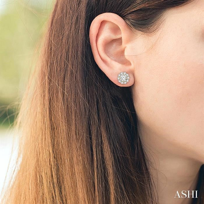 2 Ctw Round Cut Diamond Earrings Jacket in 14K Yellow Gold