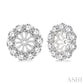1 Ctw Round Cut Diamond Earrings Jacket in 14K White Gold