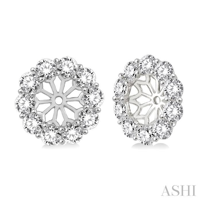 1 Ctw Round Cut Diamond Earrings Jacket in 14K White Gold