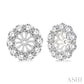 1 Ctw Round Cut Diamond Earrings Jacket in 14K White Gold