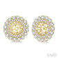 1 3/4 Ctw Circular Scalloped Edge Round Cut Diamond Earrings Jacket in 14K Yellow Gold