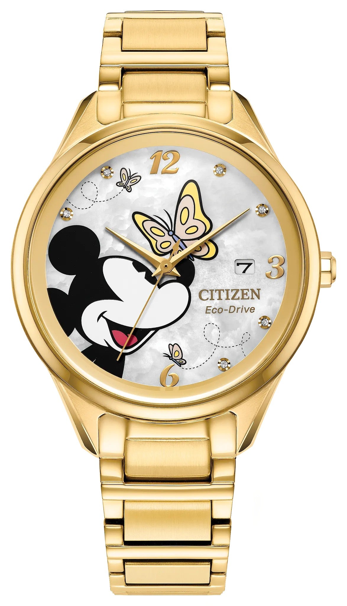 Citizen Mickey Flutterby White Dial Stainless Steel Bracelet FE6192-51D FE619251D