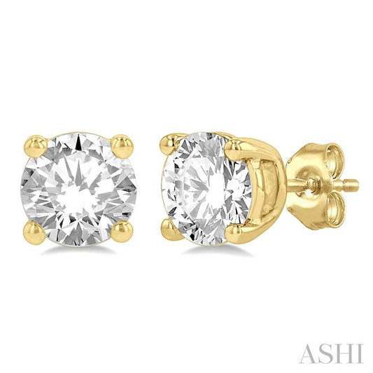 1 Ctw Round Cut Diamond Stud Earrings in 14K Yellow Gold