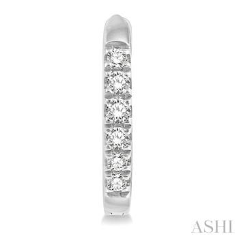 1/8 Ctw Round Cut Diamond Huggie Petite Earrings in 10K White Gold