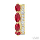 4X2 MM Marquise Shape Ruby and 1/6 Ctw Round Cut Diamond Precious Hoop Earrings in 10K Yellow Gold