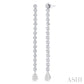 1 1/4 Ctw Lovebright Pear Shape Dangle Tip Round Cut Diamond Fashion Long Earrings in 14K White Gold
