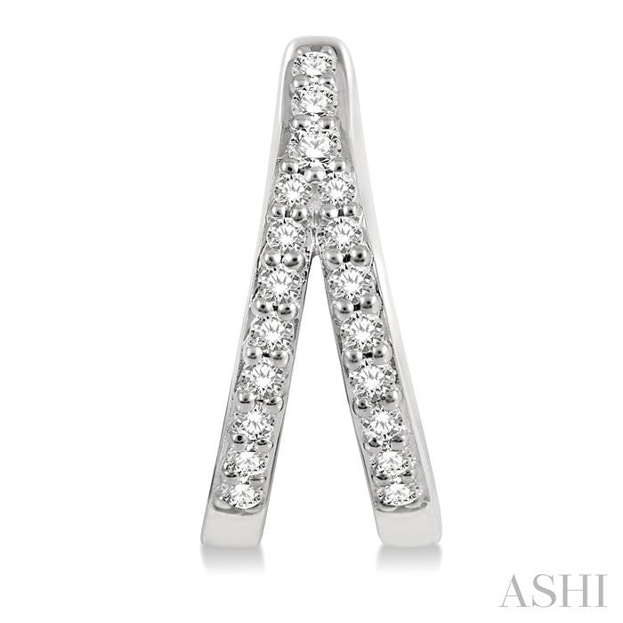 1/5 Ctw Split Round Cut Diamond Huggie Petite Earrings in 14K White Gold