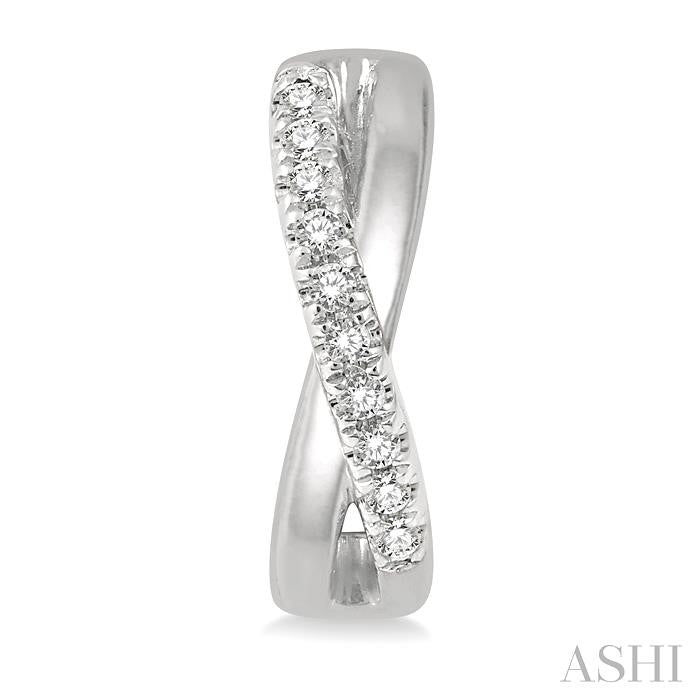 1/10 Ctw Split Intersecting Arms Round Cut Diamond Huggie Petite Earrings in 10K White Gold