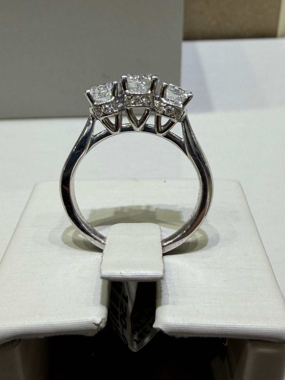 1.39 CTW GSI Certified Natural Diamond Three-Stone Engagement Ring | 18K White Gold