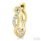 1/10 Ctw Split & Twisted Rope and Round Cut Diamond Huggie Petite Earrings in 10K Yellow Gold