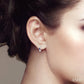4X3 MM Pear Cut Sapphire and 1/10 Ctw Round Cut Diamond Petite Huggie Earrings in 10K White Gold