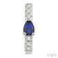 4X3 MM Pear Cut Sapphire and 1/10 Ctw Round Cut Diamond Petite Huggie Earrings in 10K White Gold