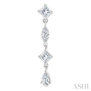 1/2 Ctw Mixed Cut Diamond Fashion Long Earrings in 14K White Gold