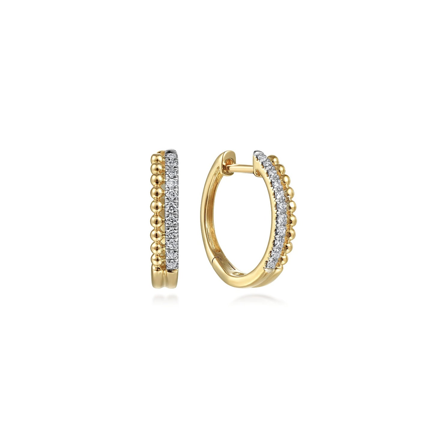 Gabriel & Co. 14K YELLOW GOLD BUJUKAN PAVE 10MM DIAMOND HUGGIE EARRINGS