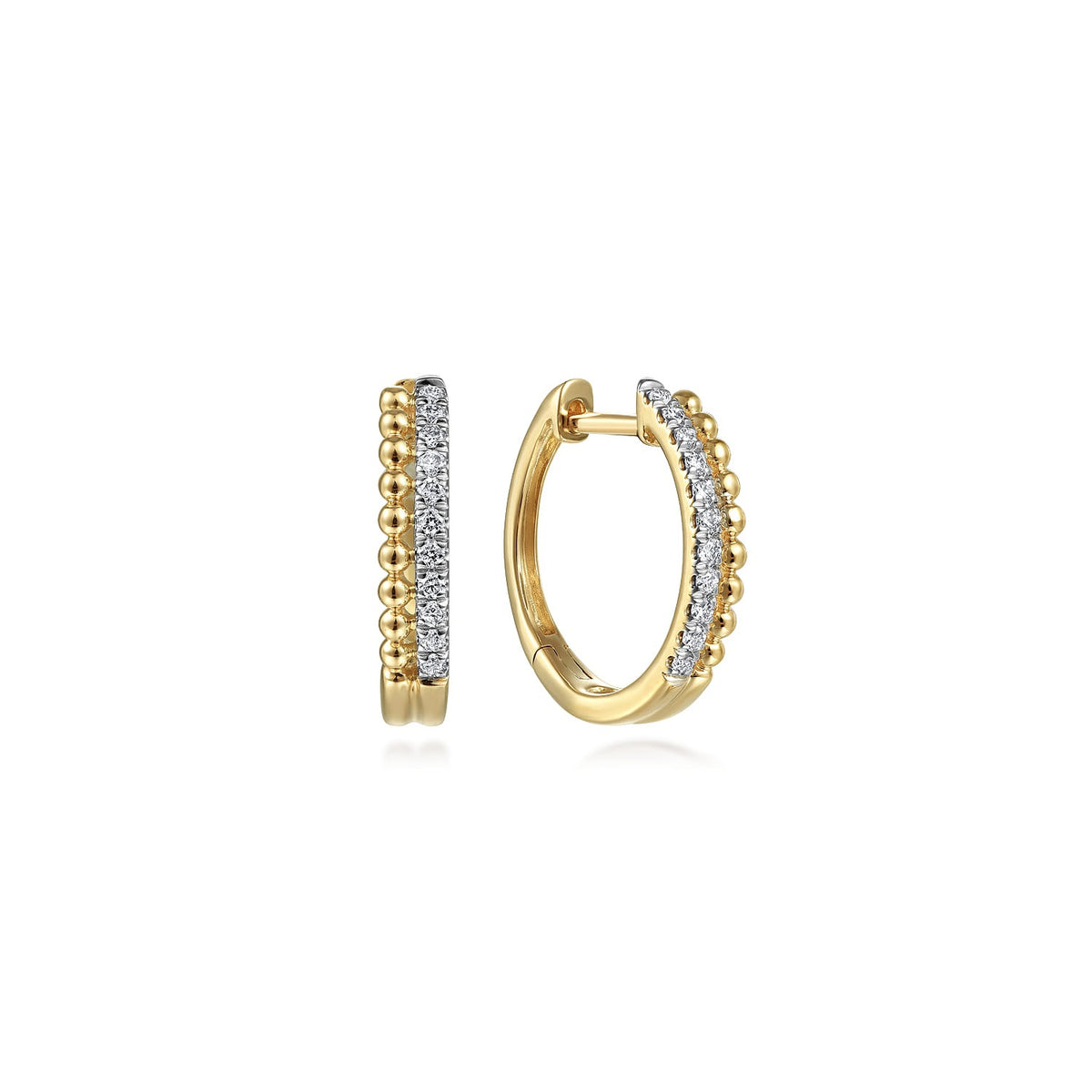 Gabriel & Co. 14K YELLOW GOLD BUJUKAN PAVE 10MM DIAMOND HUGGIE EARRINGS