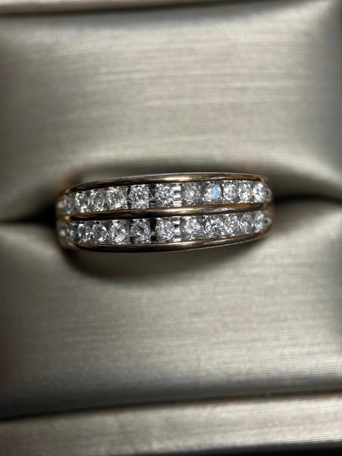 Two Row Diamond Band Ring 10k Yellow Gold