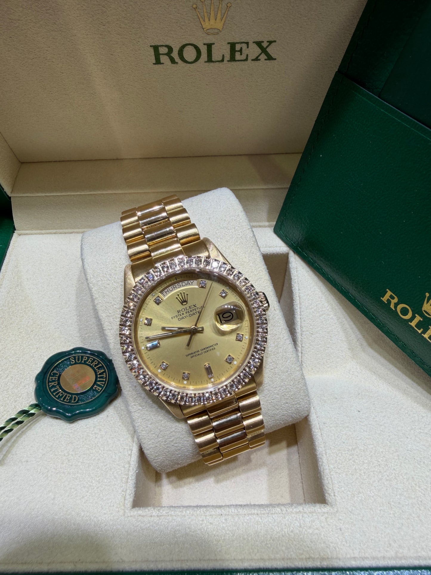 Rolex President Day Date 18038 18k Yellow Gold Gold Diamond Dial