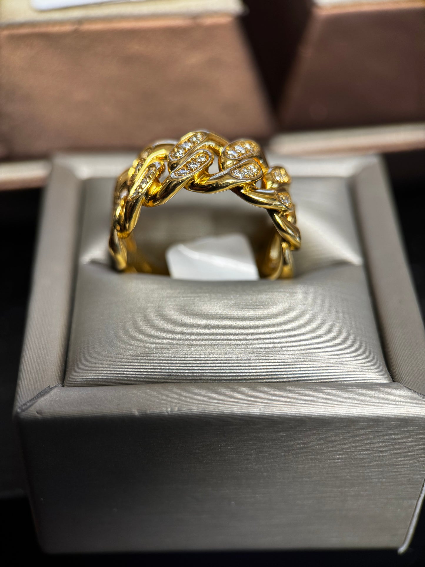 10.5MM CUBAN LINK DIAMOND RING 10k SOLID GOLD .52CTW