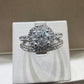 0.96 CTW Natural Diamond Halo Wedding Set in 14K White Gold – F-G Color, VS2-SI Clarity