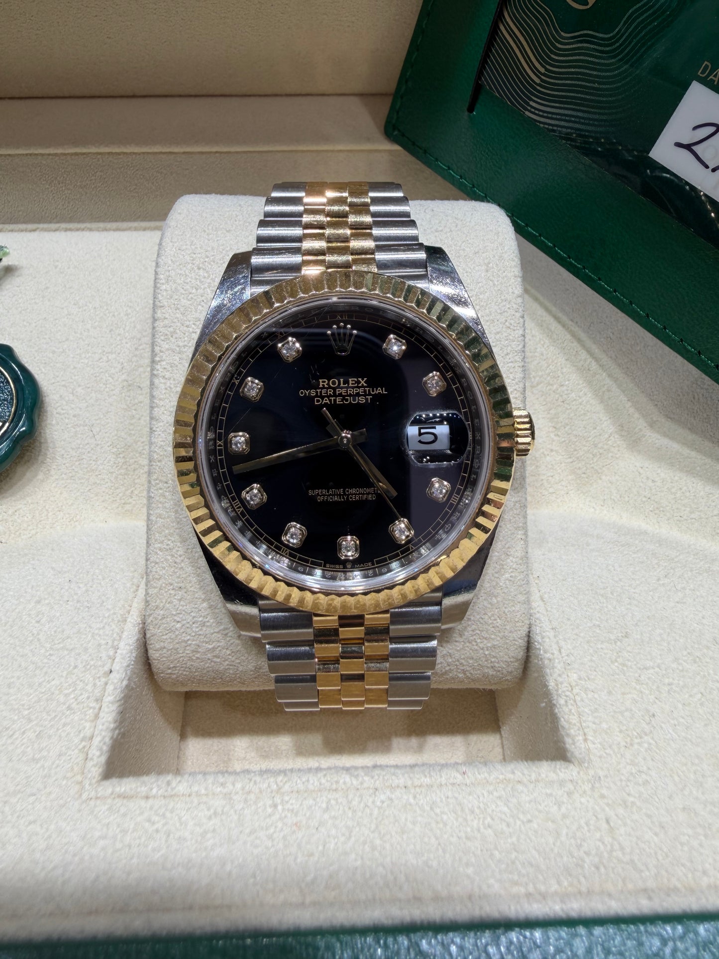 Rolex Datejust 41mm Yellow Gold and Steel 126333 Factory Diamond Dial