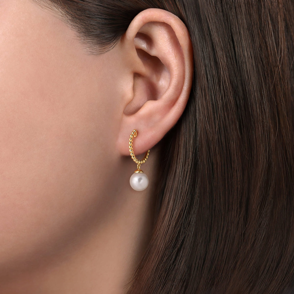Gabriel & Co. 14K Yellow Gold Bujukan Pearl Huggie Drop Earrings
