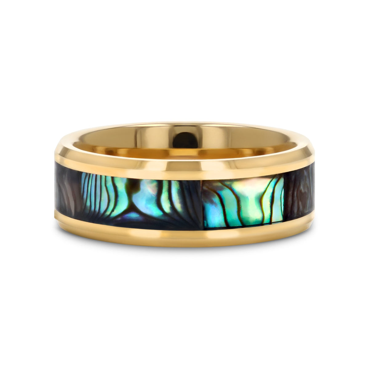 SHORELINE Gold-Plated Tungsten Wedding Band with Mother of Pearl Inlay - 8mm