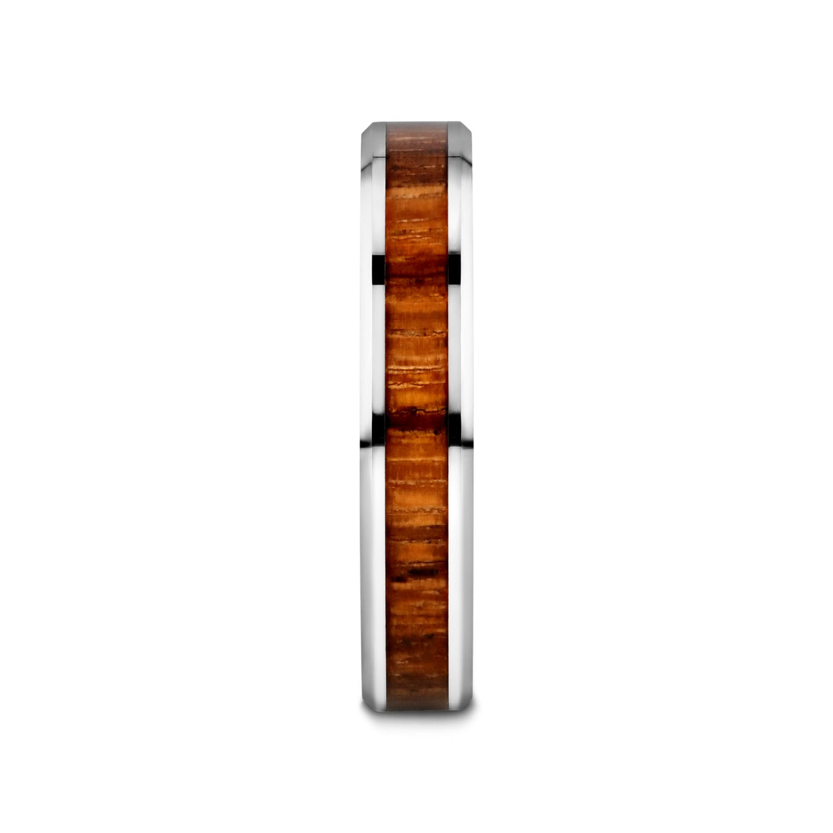 PALMALETTO Tungsten Carbide Ring with Beveled Edges and Real Zebra Wood Inlay - 4mm