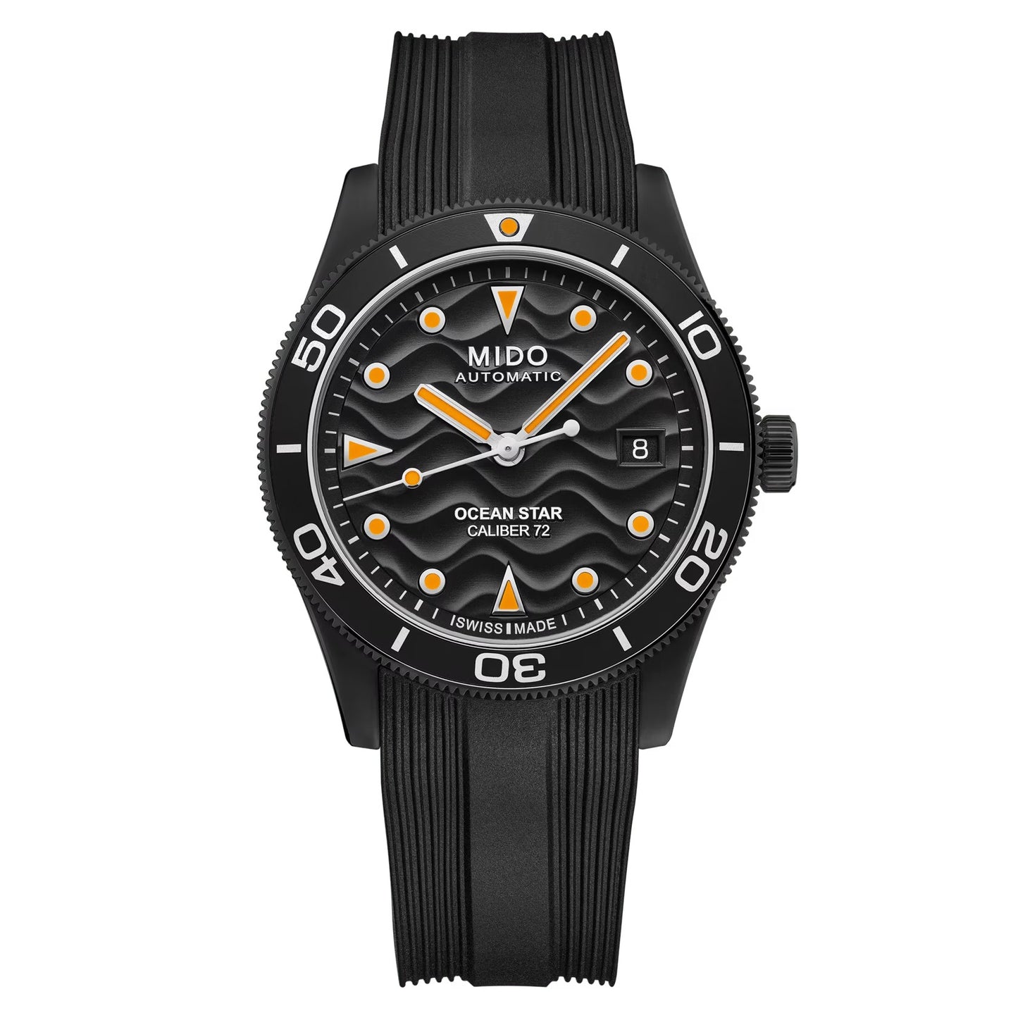 MIDO Ocean Star 39 Black Dial Stainless Steel with Black PVD Coating on Rubber Strap - 39mm