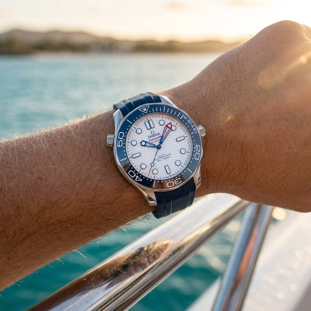 Omega Seamaster Diver 300M 42 mm — Steel on Rubber Strap (210.32.42.20.04.002) — lifestyle