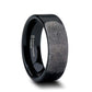 Fingerprint Engraved Flat Pipe Cut Black Tungsten Ring Brushed - San Antonio - 4mm - 12mm - 8mm
