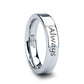 Handwritten Engraved Flat Pipe Cut Tungsten Ring Polished - 4mm - 12mm - 8mm