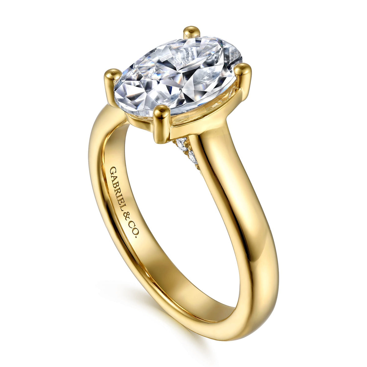 Gabriel & Co. Villa - 14K Yellow Gold Half Bezel Oval Diamond Engagement Ring 10.5X7 1/10CTW SEMI