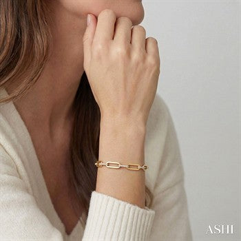 3/4 Ctw Paperclip Link Round Cut Diamond Aeris Gold Fashion Bracelet in 14K Yellow Gold