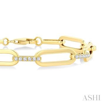 3/4 Ctw Paperclip Link Round Cut Diamond Aeris Gold Fashion Bracelet in 14K Yellow Gold