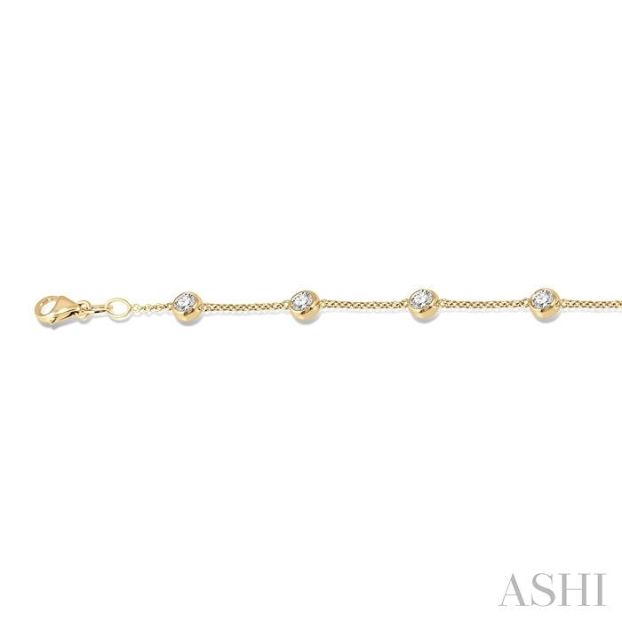 1 Ctw Circular Mount Round Cut Diamond Station Bracelet in 14K Yellow Gold