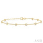 3/4 Ctw Circular Mount Round Cut Diamond Station Bracelet in 14K Yellow Gold