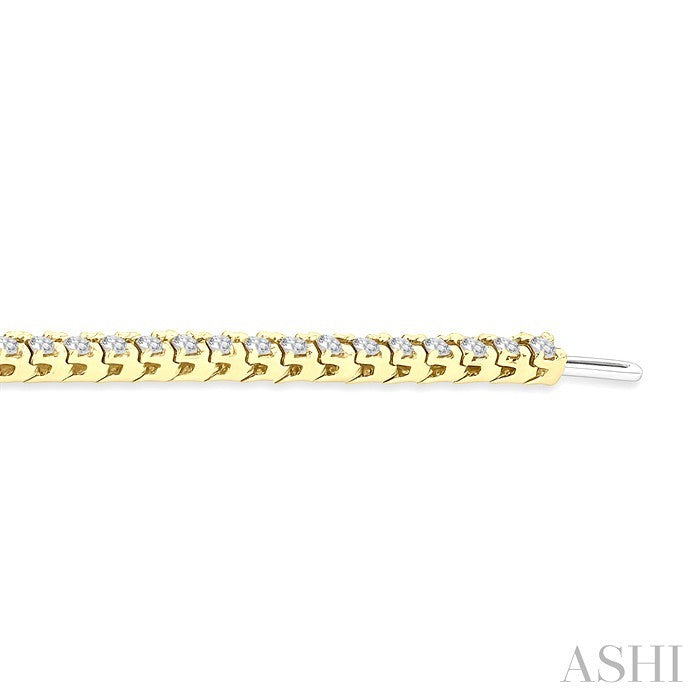 2 Ctw Square Shape Round Cut Diamond Tennis Bracelet in 14K Yellow Gold