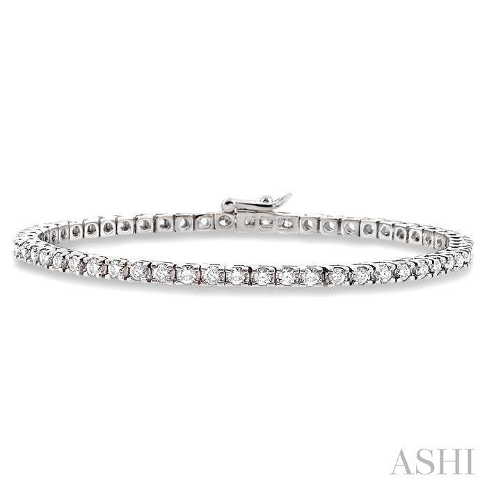 3 Ctw Square Shape Round Cut Diamond Tennis Bracelet in 14K White Gold