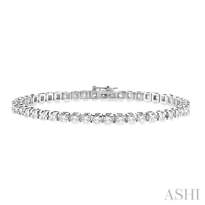 5 Ctw Square Shape Round Cut Diamond Tennis Bracelet in 14K White Gold