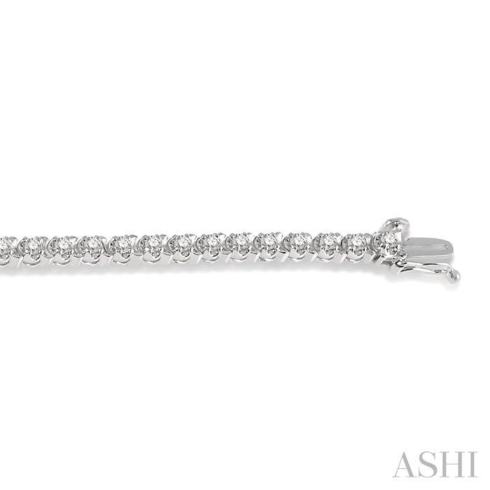 2 Ctw Round Cut Diamond Tennis Tulip Bracelet in 14K White Gold