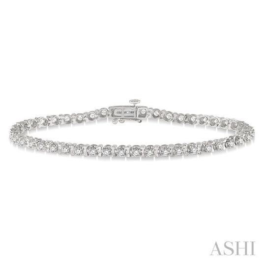 2 Ctw Round Cut Diamond Tennis Tulip Bracelet in 14K White Gold
