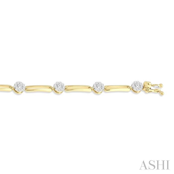 1 1/5 Ctw Lovebright Round Cut Diamond Paperclip Link Bracelet in 14K Yellow and White Gold